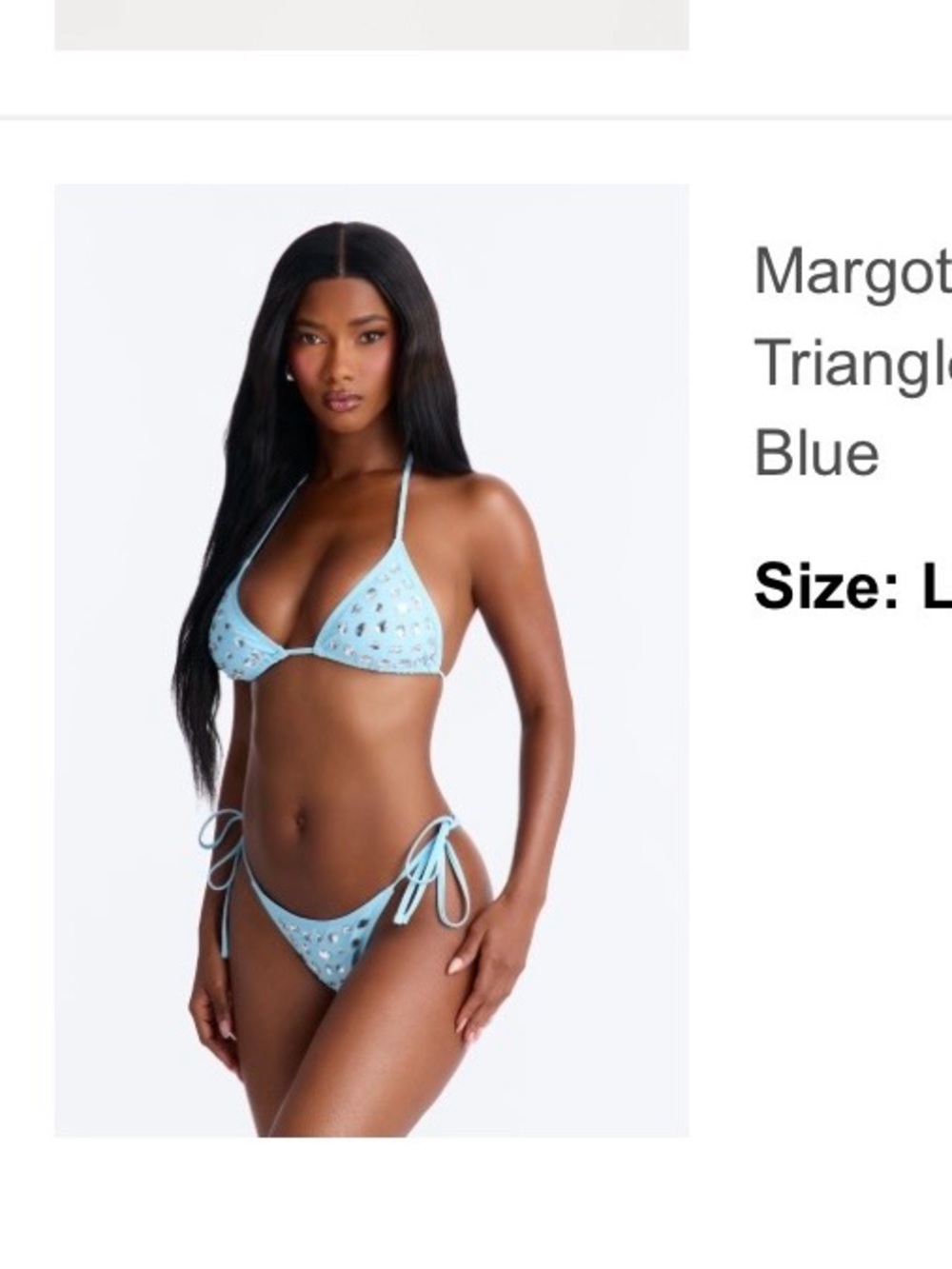Fashion Nova Light Blue Rhinestone Triangle Bikini